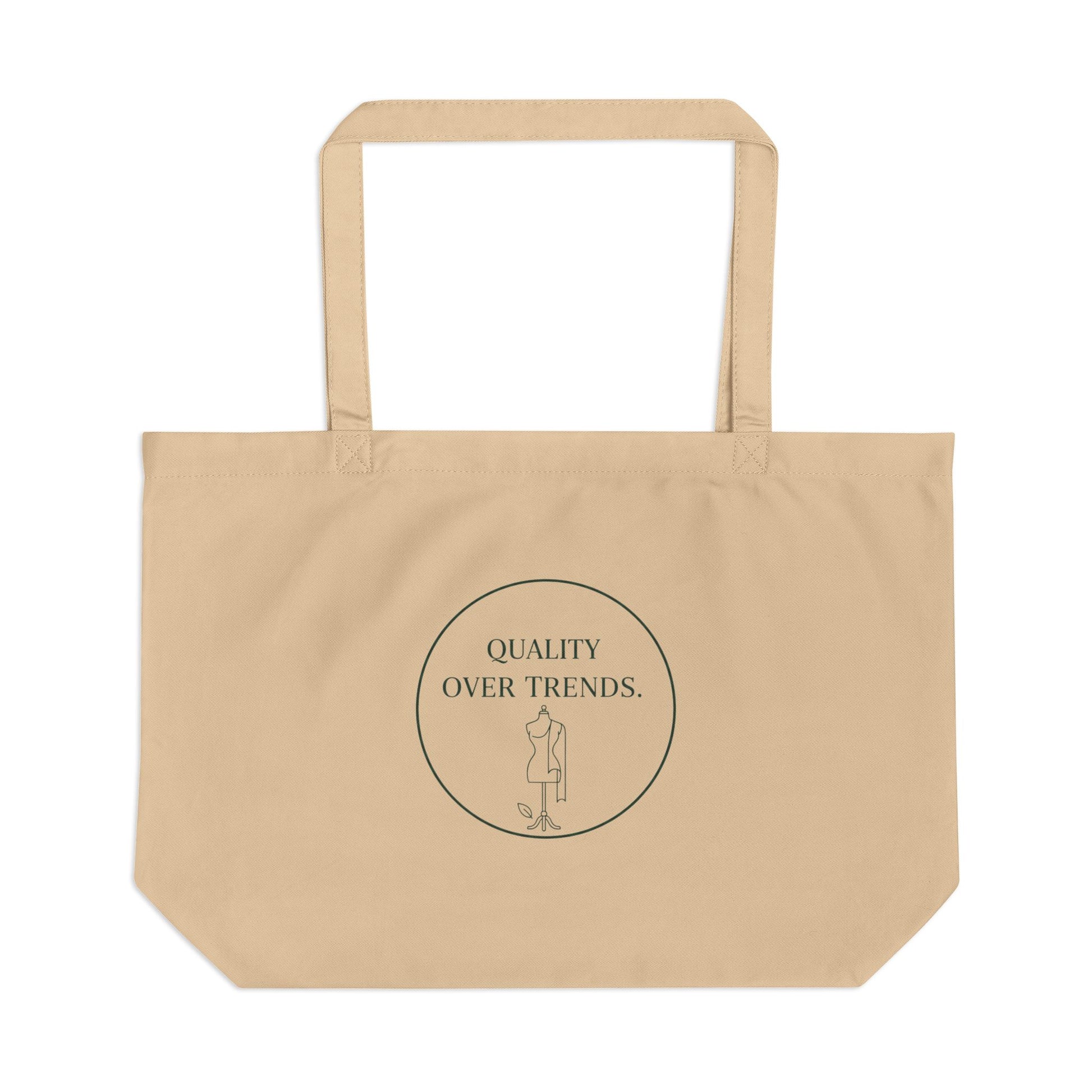 Quality Over Trends Cotton Tote Bag — Large Eco Market Tote