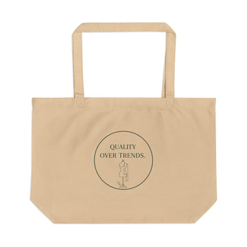 Quality Over Trends Cotton Tote Bag — Large Eco Market Tote