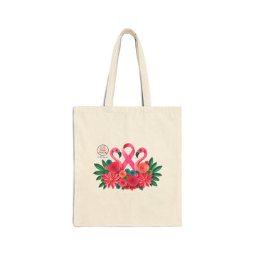305 Pink Pack Flamingo & Floral Cotton Canvas Tote Bag – Limited Edition