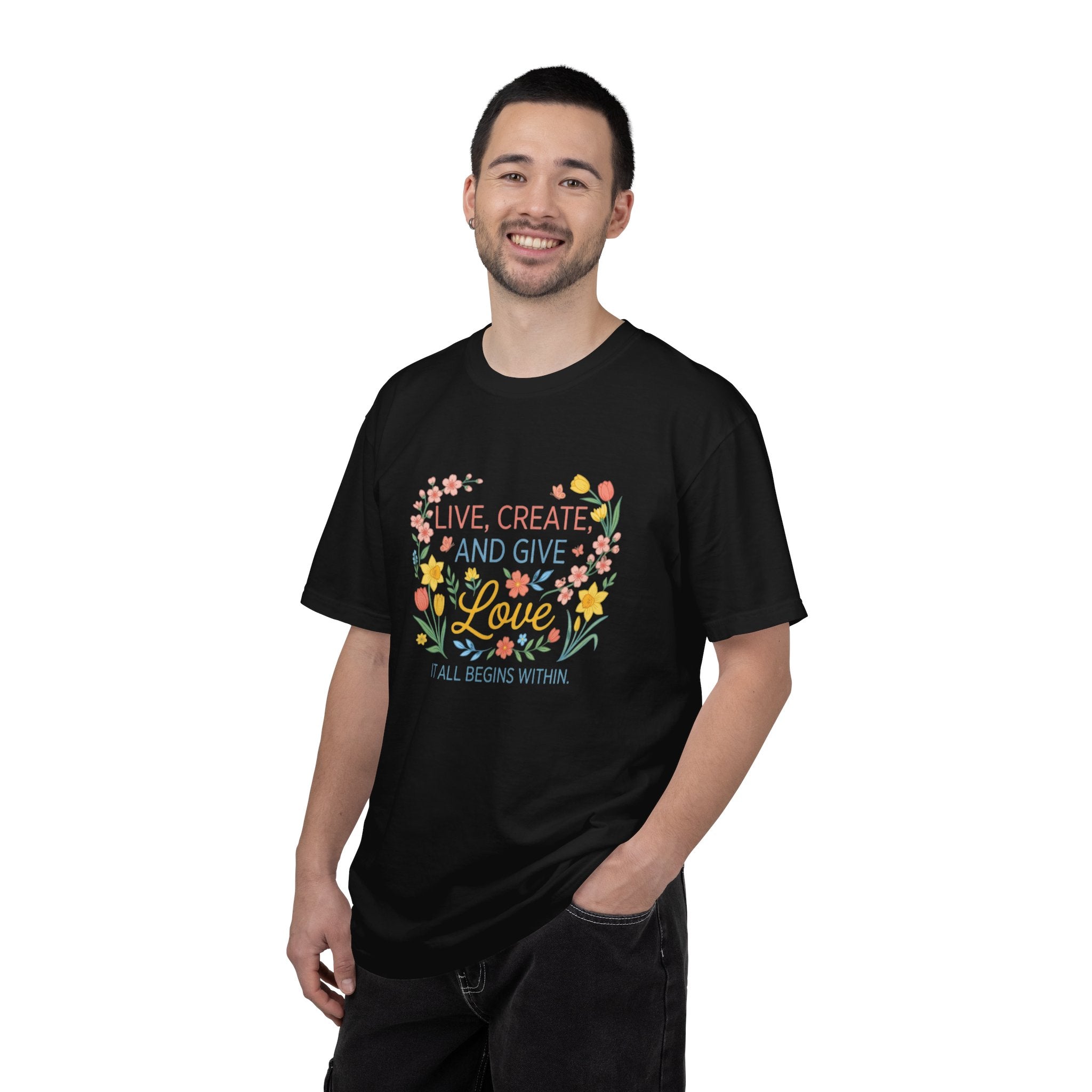 “Live, Create, Love” Avant‑Floral Fashion Tee