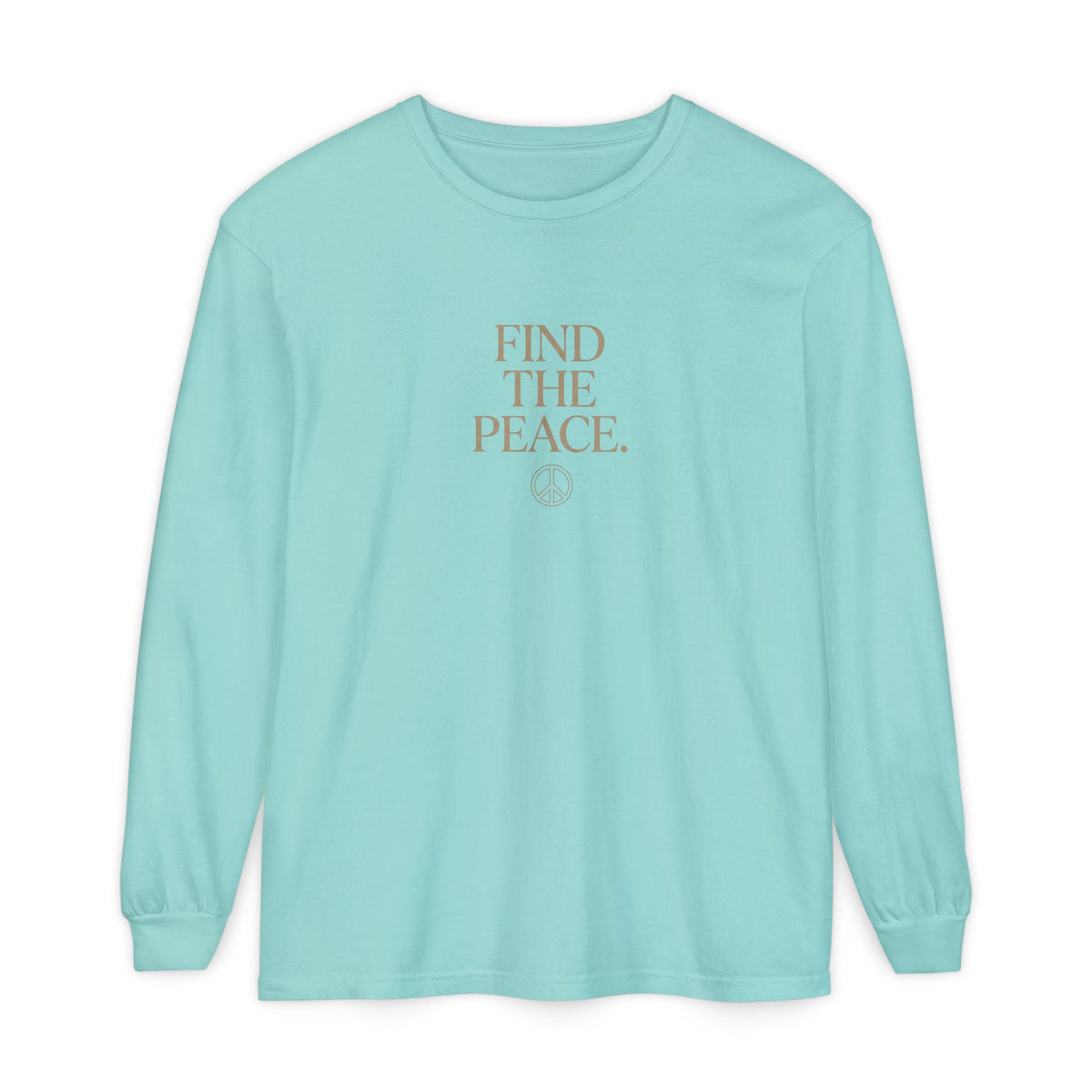 Find The Peace Long Sleeve Tee — Minimal Peace Sign Graphic