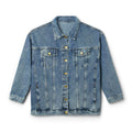 Women's Denim Jacket with Floral Peace Sign Embroidery – Boho Retro Jean Jacket
