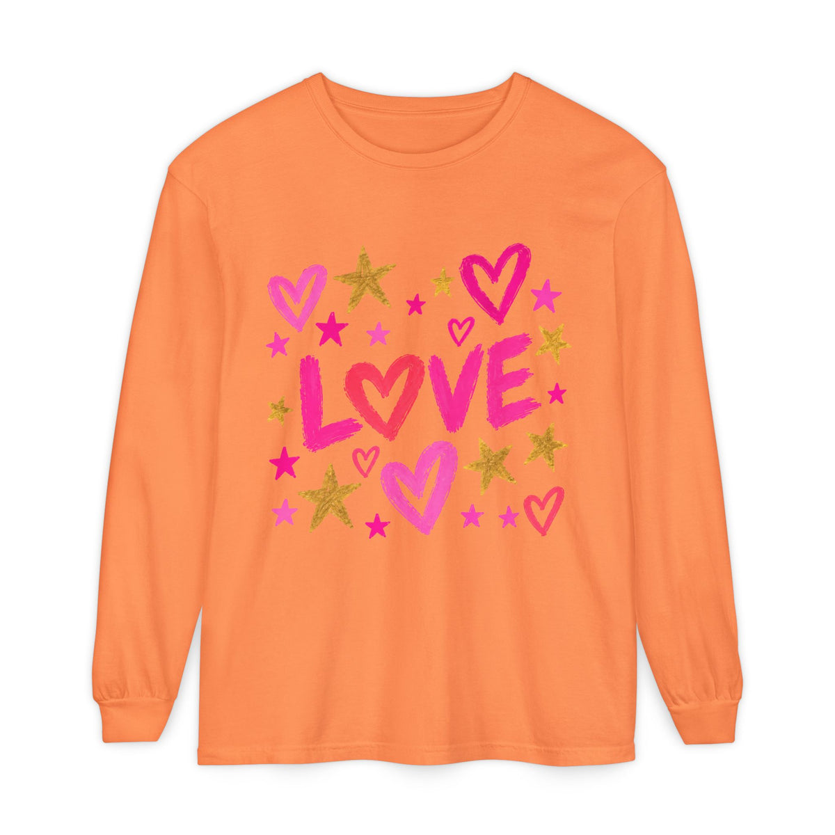 The Golden Heart Long Sleeve — Pink & Gold Graphic Tee