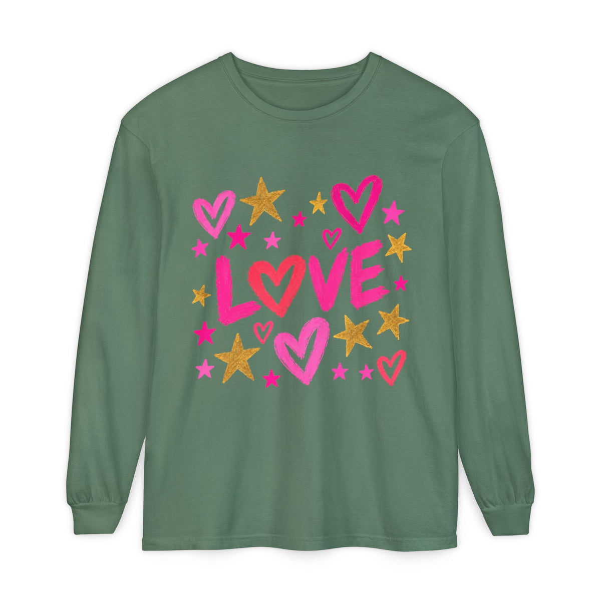 The Golden Heart Long Sleeve — Pink & Gold Graphic Tee
