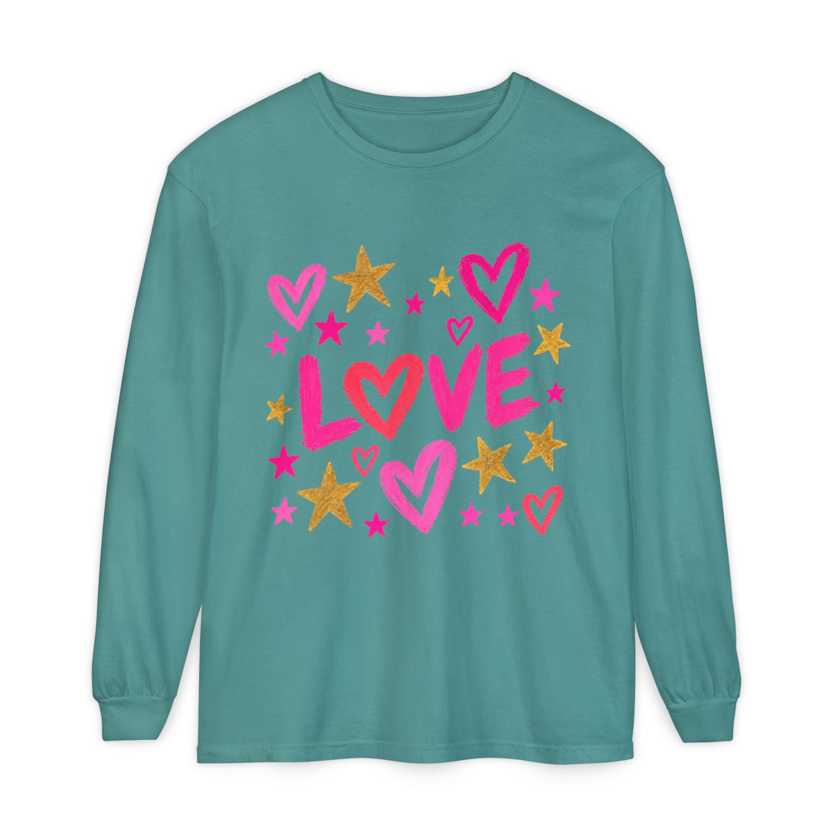 The Golden Heart Long Sleeve — Pink & Gold Graphic Tee