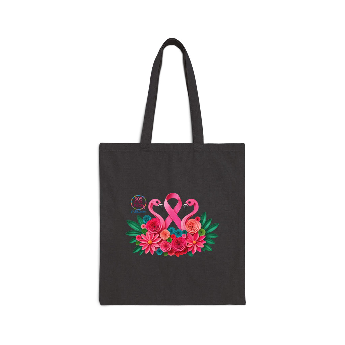 305 Pink Pack Flamingo & Floral Cotton Canvas Tote Bag – Limited Edition