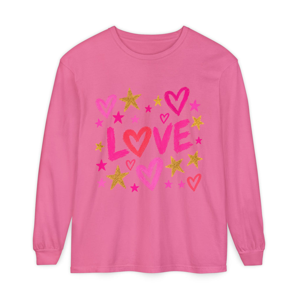 The Golden Heart Long Sleeve — Pink & Gold Graphic Tee