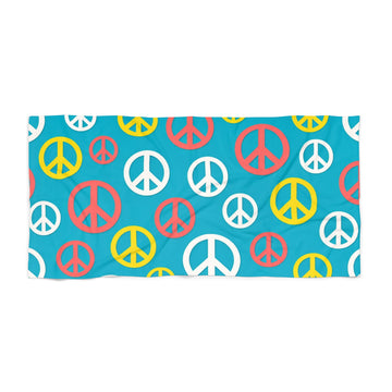 Peace Sign Beach Towel — Retro Colorful Peace Symbol Pool & Travel Towel