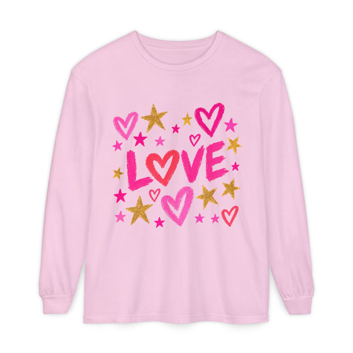 The Golden Heart Long Sleeve — Pink & Gold Graphic Tee