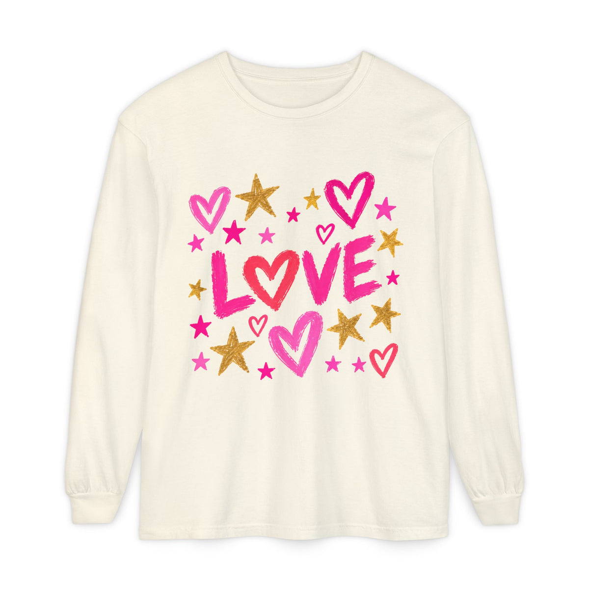 The Golden Heart Long Sleeve — Pink & Gold Graphic Tee