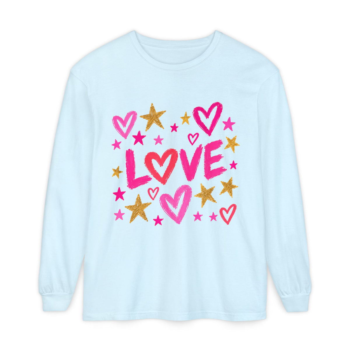 The Golden Heart Long Sleeve — Pink & Gold Graphic Tee