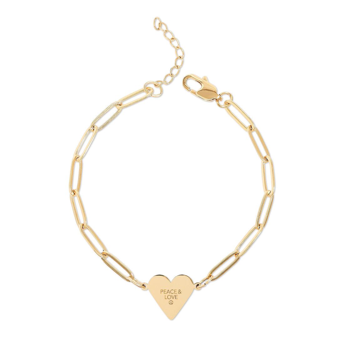 Engravable Paperclip Heart Bracelet — Personalized Gold or Rose-Charm