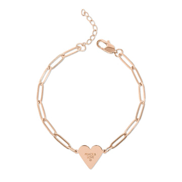 Engravable Paperclip Heart Bracelet — Personalized Gold or Rose-Charm