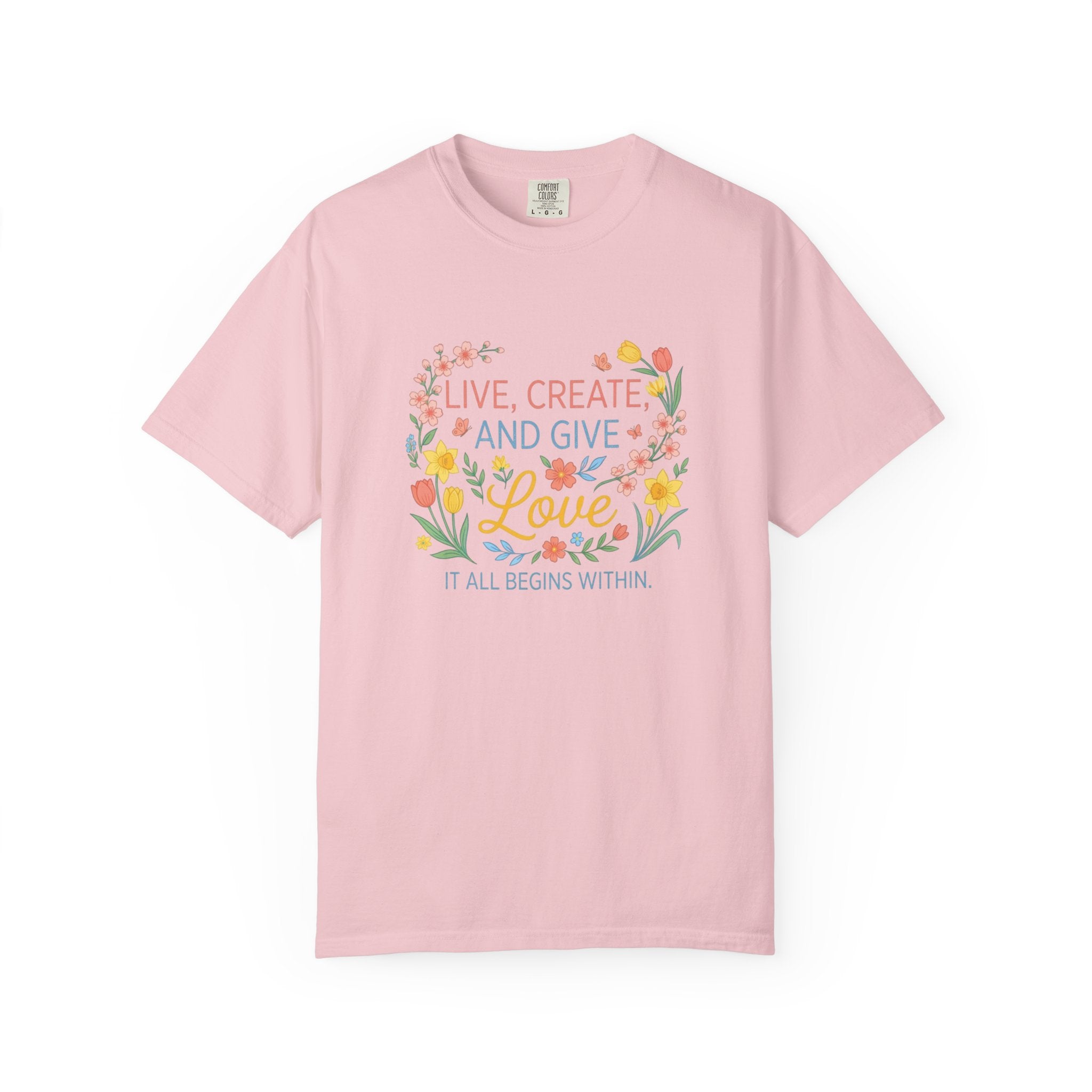 “Live, Create, Love” Avant‑Floral Fashion Tee