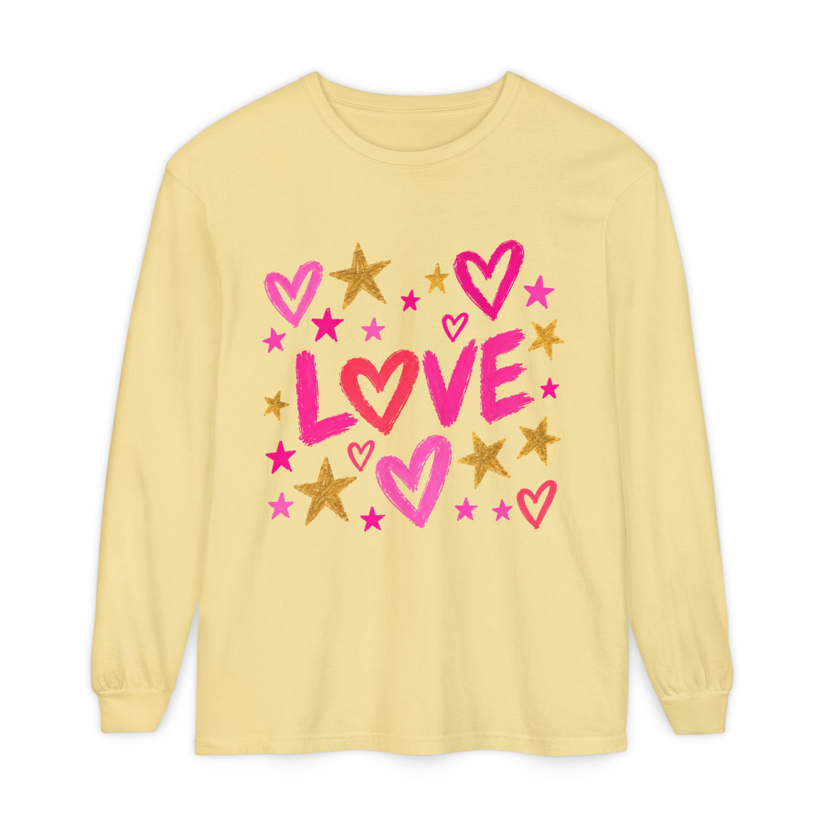 The Golden Heart Long Sleeve — Pink & Gold Graphic Tee