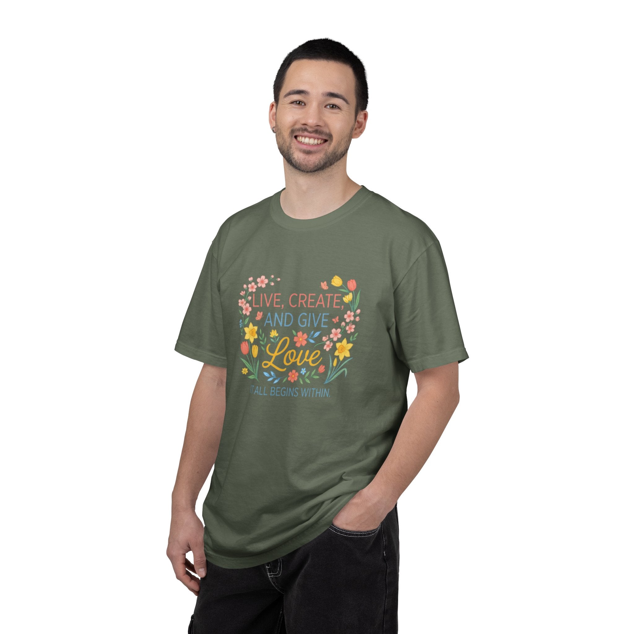 “Live, Create, Love” Avant‑Floral Fashion Tee