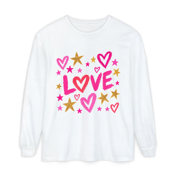 The Golden Heart Long Sleeve — Pink & Gold Graphic Tee