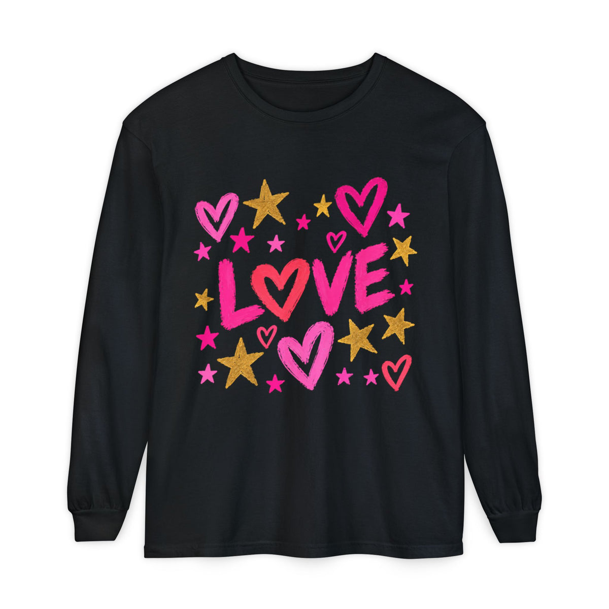 The Golden Heart Long Sleeve — Pink & Gold Graphic Tee