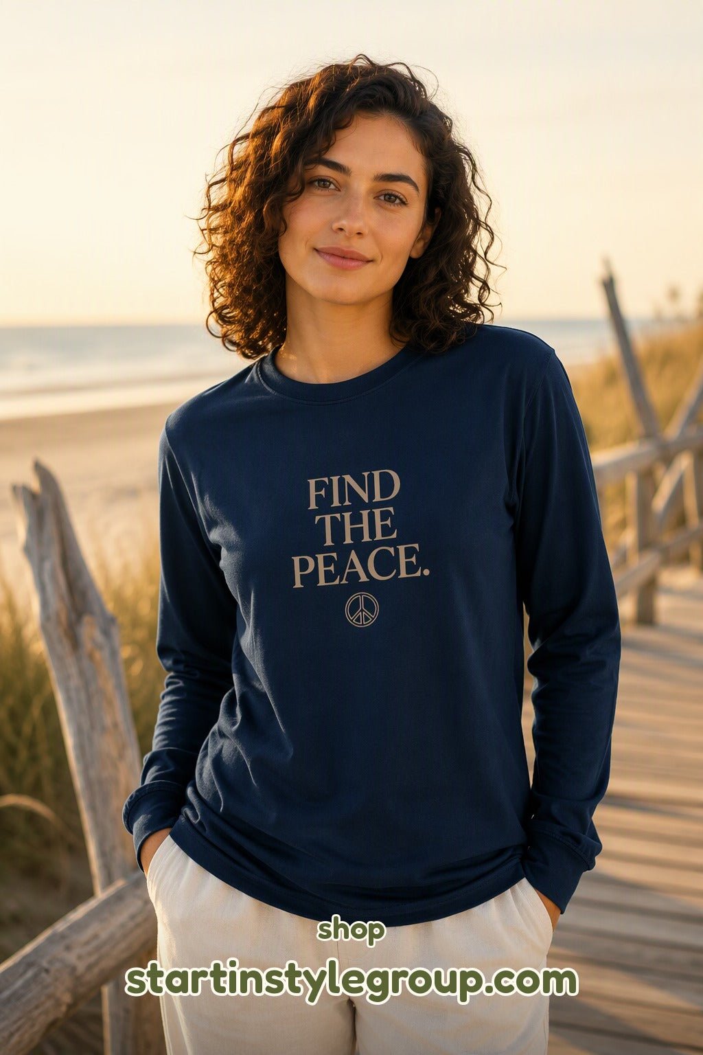 Find The Peace Long Sleeve Tee — Minimal Peace Sign Graphic - Long-sleeve - Start In Style Group