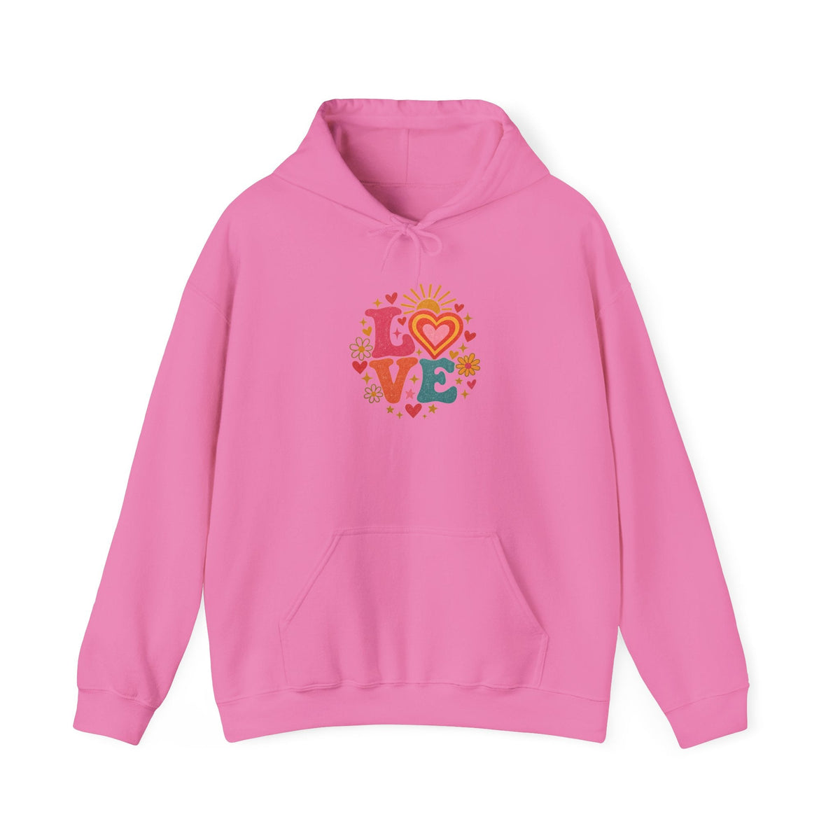 Love Retro Heart Hoodie — Colorful Floral 'LOVE' Graphic Pullover - Hoodie - Start In Style Group