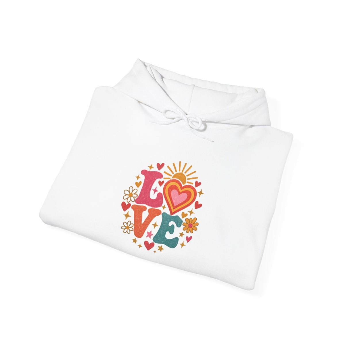 Love Retro Heart Hoodie — Colorful Floral 'LOVE' Graphic Pullover - Hoodie - Start In Style Group