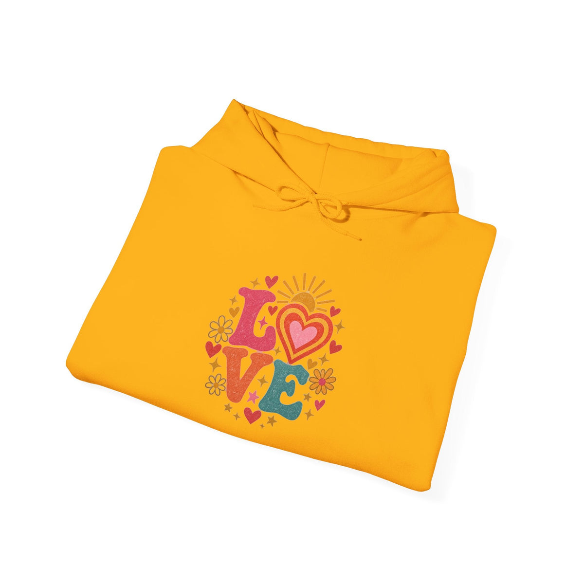Love Retro Heart Hoodie — Colorful Floral 'LOVE' Graphic Pullover - Hoodie - Start In Style Group