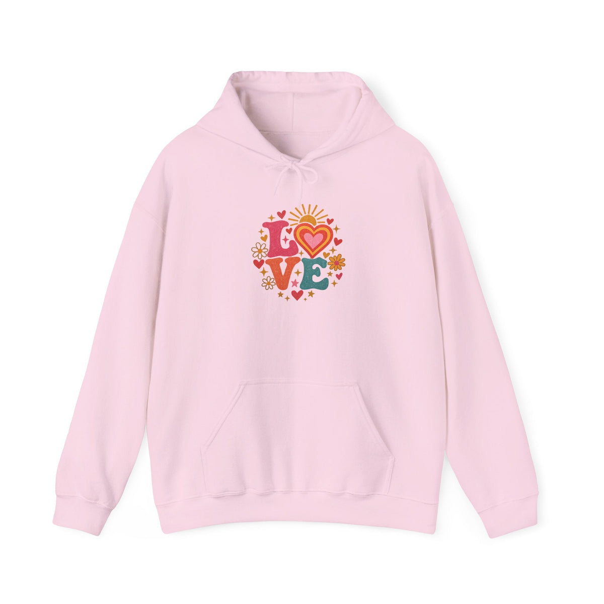 Love Retro Heart Hoodie — Colorful Floral 'LOVE' Graphic Pullover - Hoodie - Start In Style Group