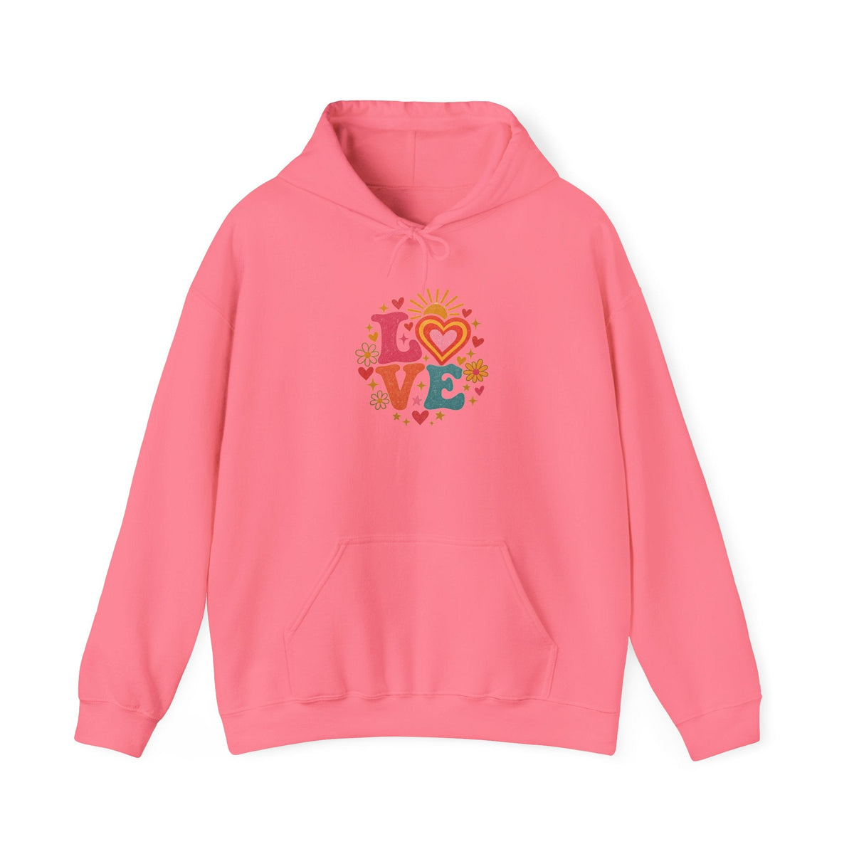 Love Retro Heart Hoodie — Colorful Floral 'LOVE' Graphic Pullover - Hoodie - Start In Style Group