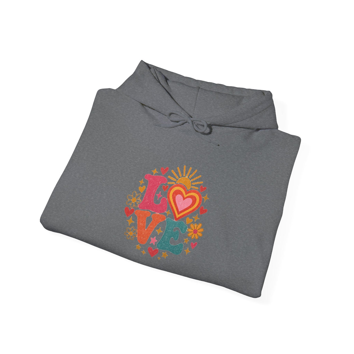 Love Retro Heart Hoodie — Colorful Floral 'LOVE' Graphic Pullover - Hoodie - Start In Style Group