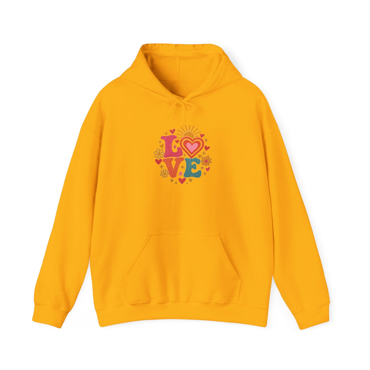 Love Retro Heart Hoodie — Colorful Floral 'LOVE' Graphic Pullover - Hoodie - Start In Style Group