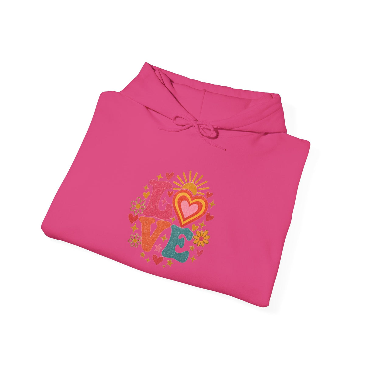 Love Retro Heart Hoodie — Colorful Floral 'LOVE' Graphic Pullover - Hoodie - Start In Style Group