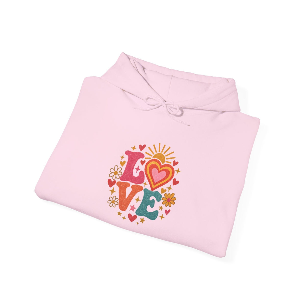 Love Retro Heart Hoodie — Colorful Floral 'LOVE' Graphic Pullover - Hoodie - Start In Style Group