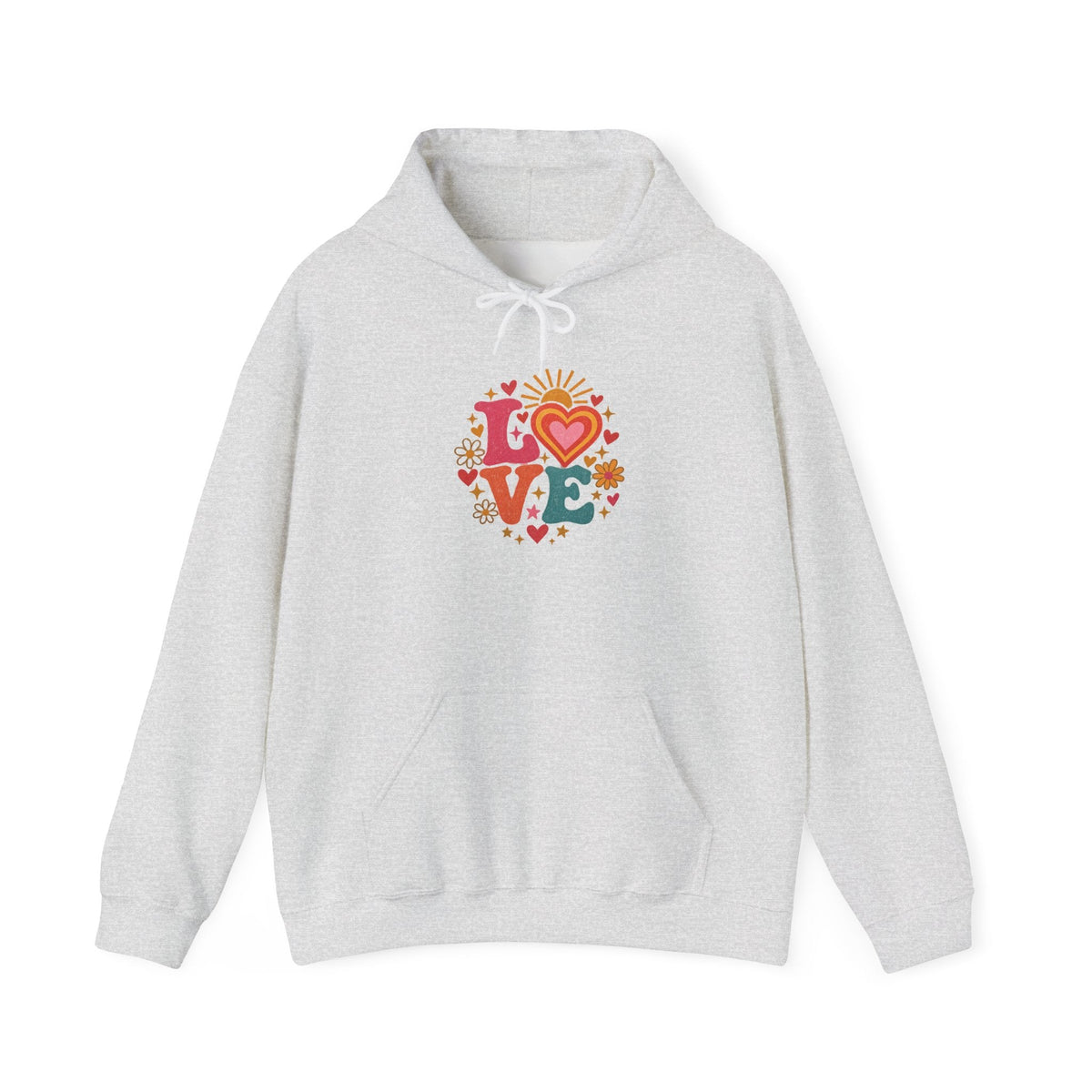 Love Retro Heart Hoodie — Colorful Floral 'LOVE' Graphic Pullover - Hoodie - Start In Style Group