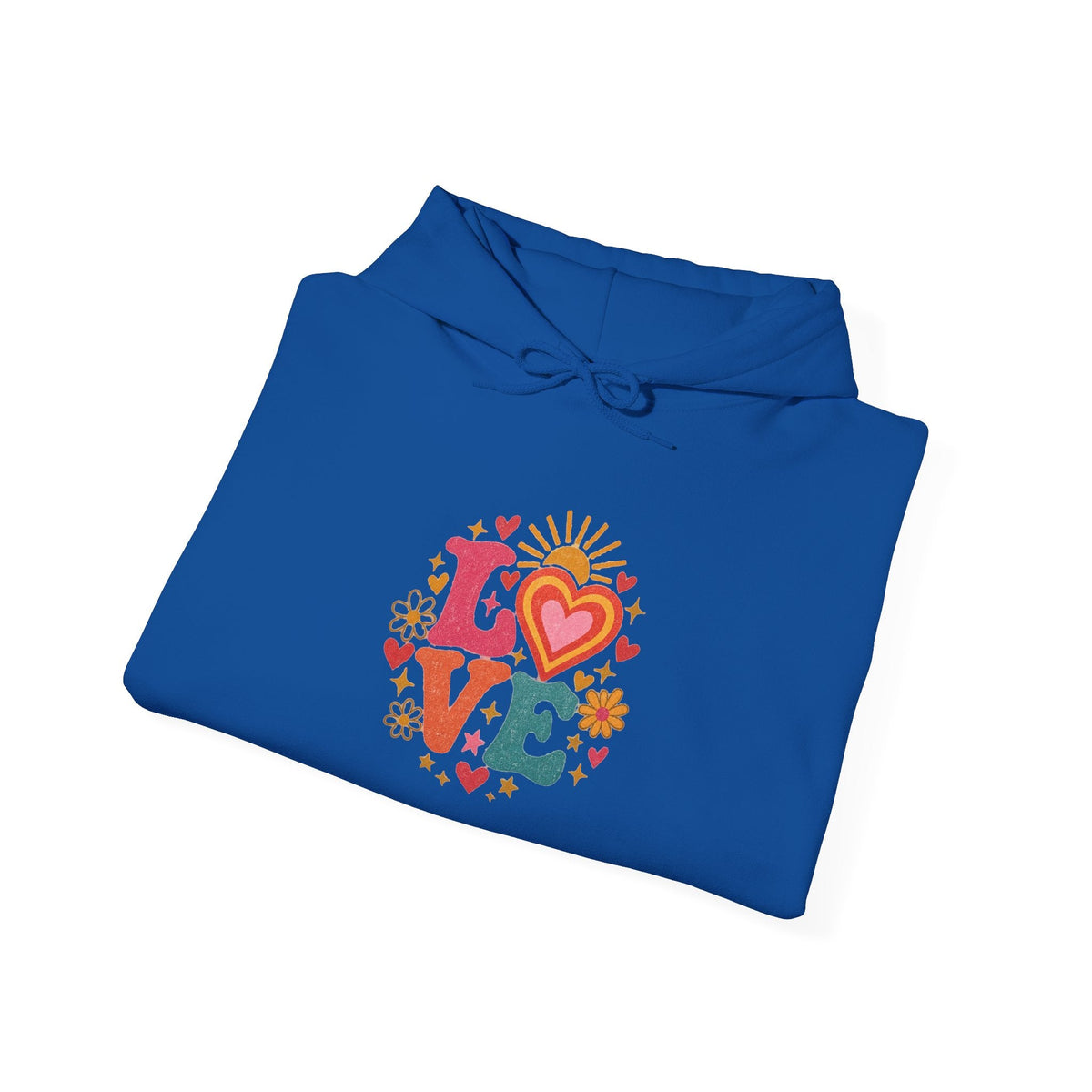 Love Retro Heart Hoodie — Colorful Floral 'LOVE' Graphic Pullover - Hoodie - Start In Style Group