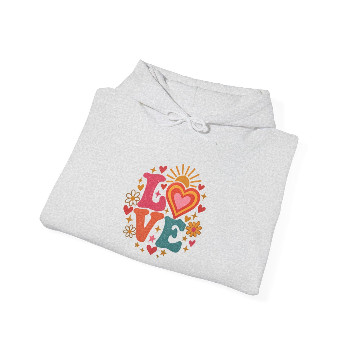 Love Retro Heart Hoodie — Colorful Floral 'LOVE' Graphic Pullover - Hoodie - Start In Style Group
