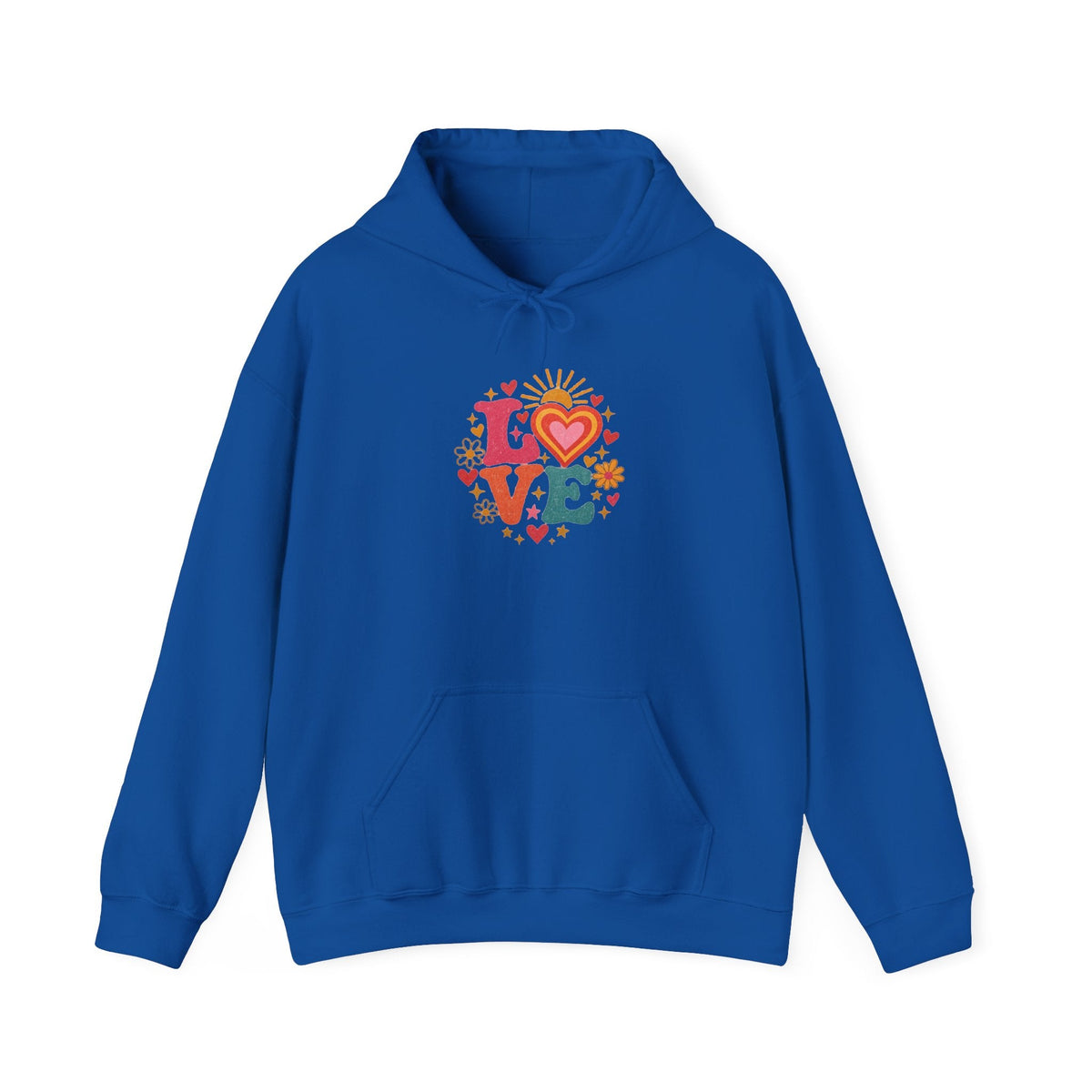 Love Retro Heart Hoodie — Colorful Floral 'LOVE' Graphic Pullover - Hoodie - Start In Style Group