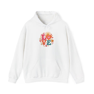 Love Retro Heart Hoodie — Colorful Floral 'LOVE' Graphic Pullover - Hoodie - Start In Style Group