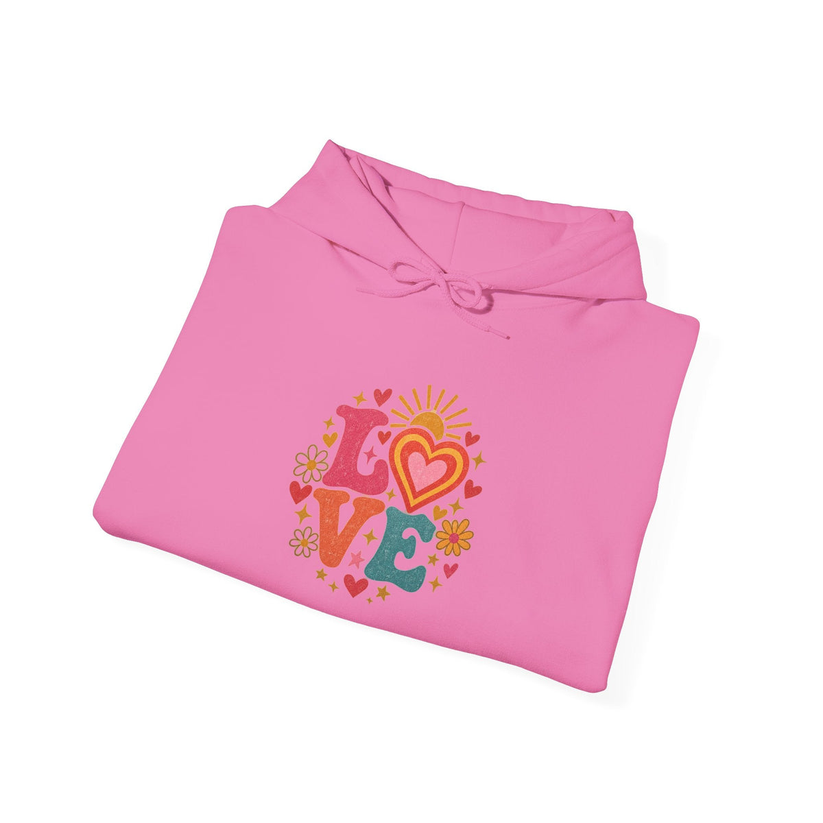 Love Retro Heart Hoodie — Colorful Floral 'LOVE' Graphic Pullover - Hoodie - Start In Style Group