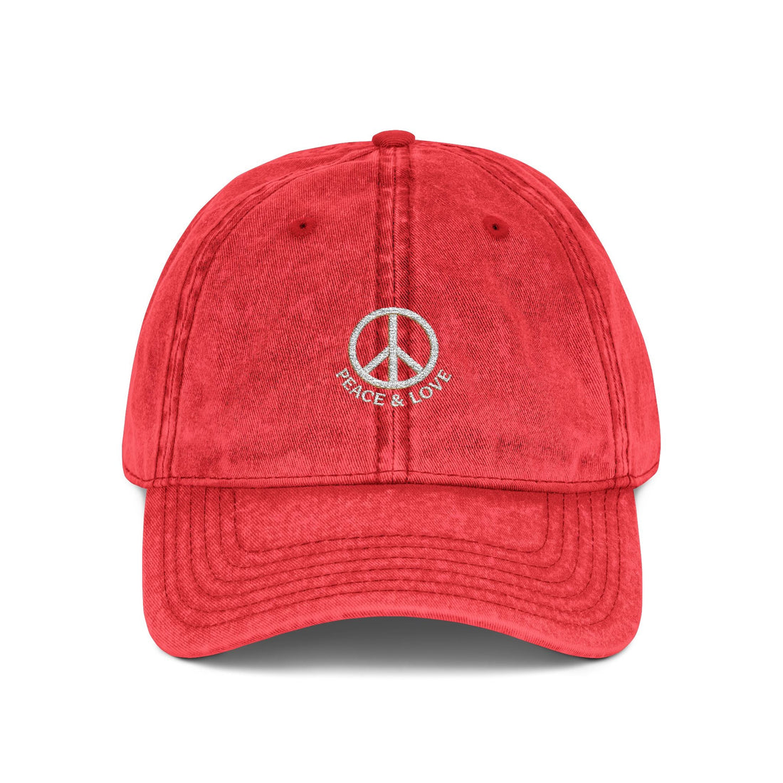 Vintage Embroidered Peace Sign Cap — "Peace & Love" Washed Baseball Hat - Hats - Start In Style Group